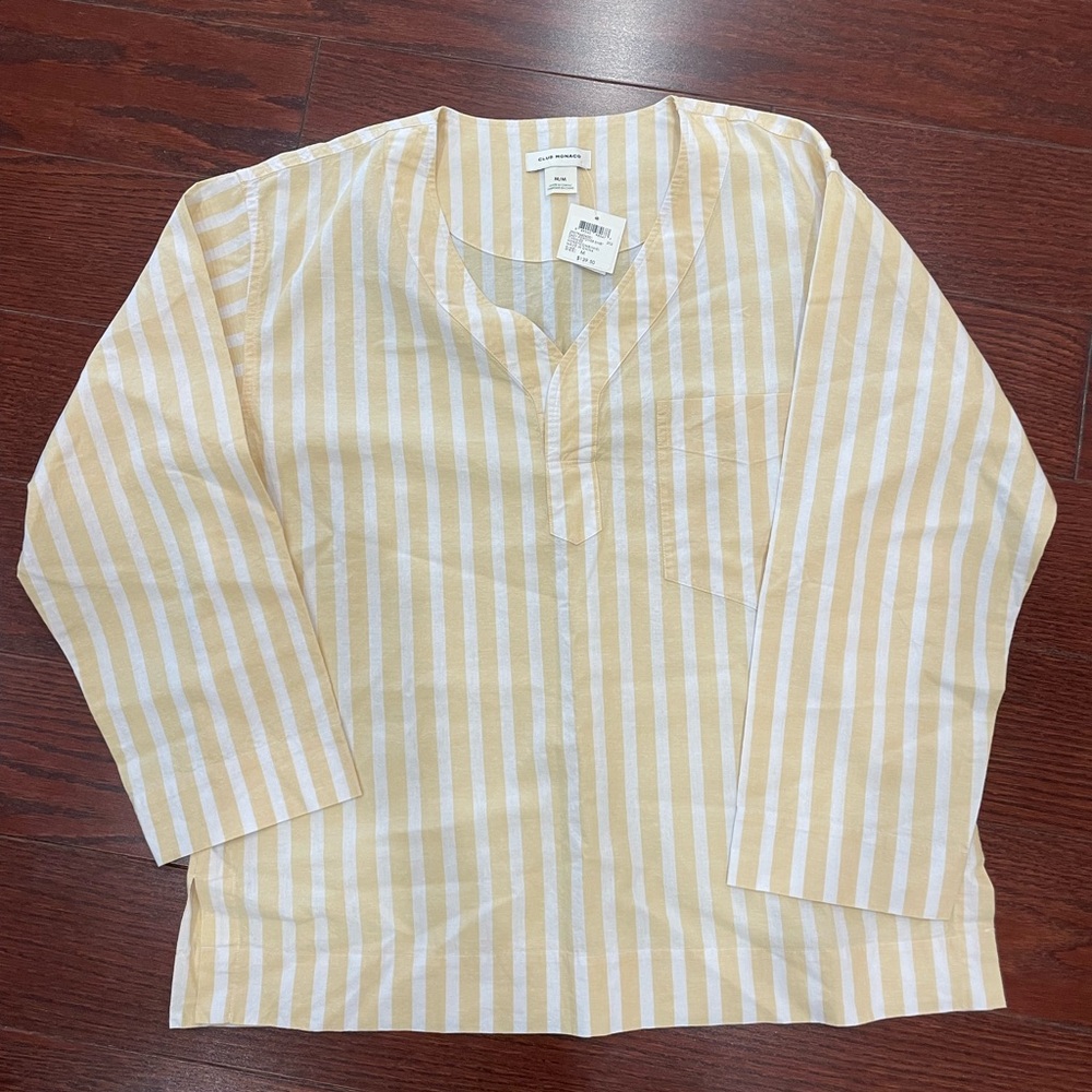 NWT Yellow and white striped Club Monaco top Beach casual summer